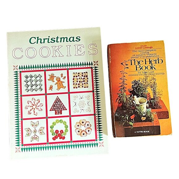 Christmas Cookies Softcover & The Herb Book Vintage Paperback 2-Book Bundle - Picture 1 of 11